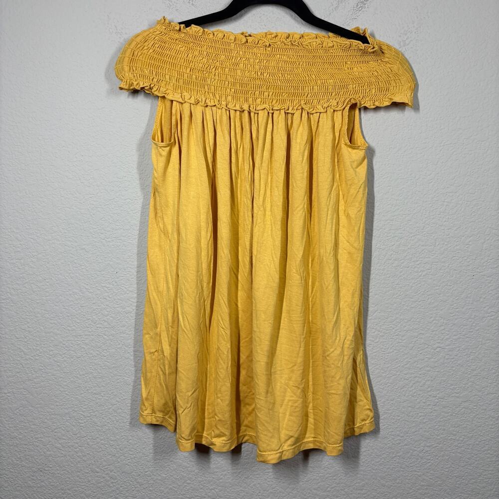 Max Studio Size Medium Off The Shoulder Smocked Shirred Top Yellow Maize Stretch